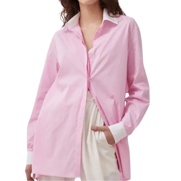 Ronny Kobo x Anthropologie Kayla Tie-Back Button Front S & M Pink Striped Blouse - Picture 5 of 8